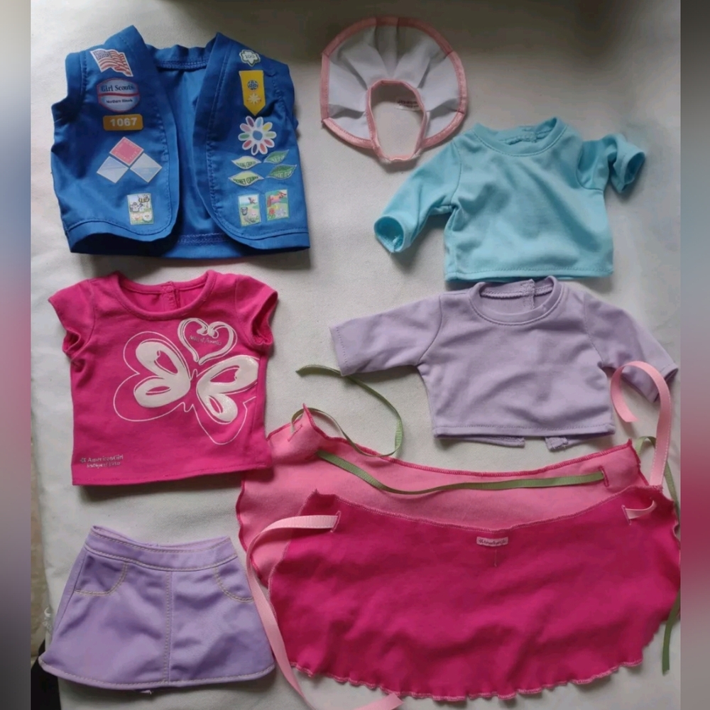 AMERICAN GIRL DOLL MALL OF AMERICA SHIRTS DAISY SCOUT VEST WRAP SKIRTS LOT OF 8